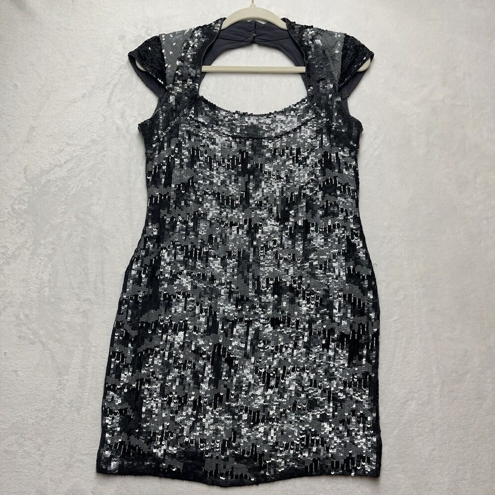 FRENCH CONNECTION Sequin Mini Dress Sz 10 Rare Party Sparkle Glam Whimsigoth